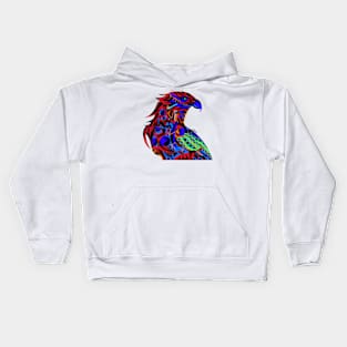 red crimson mecha peregrine falcon halcon ecopop in mexican techno organic tribal totonac patterns Kids Hoodie